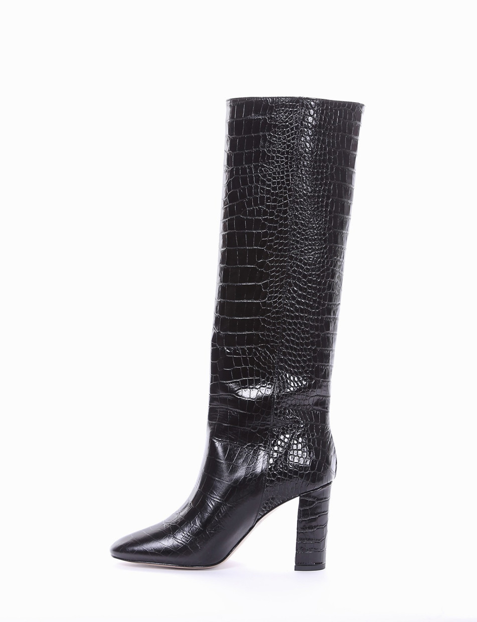 High heel boots heel 9 cm black coconut