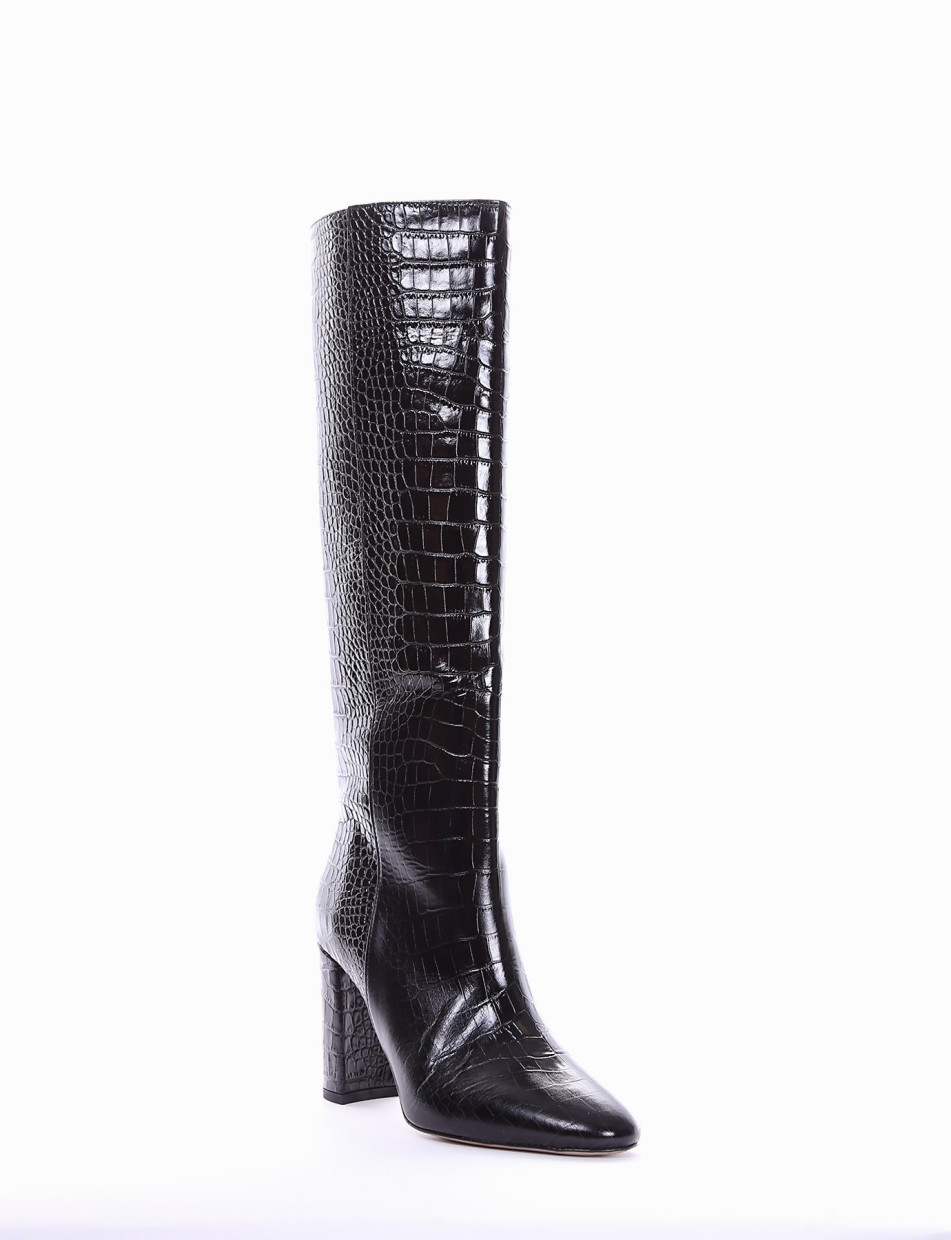 High heel boots heel 9 cm black coconut