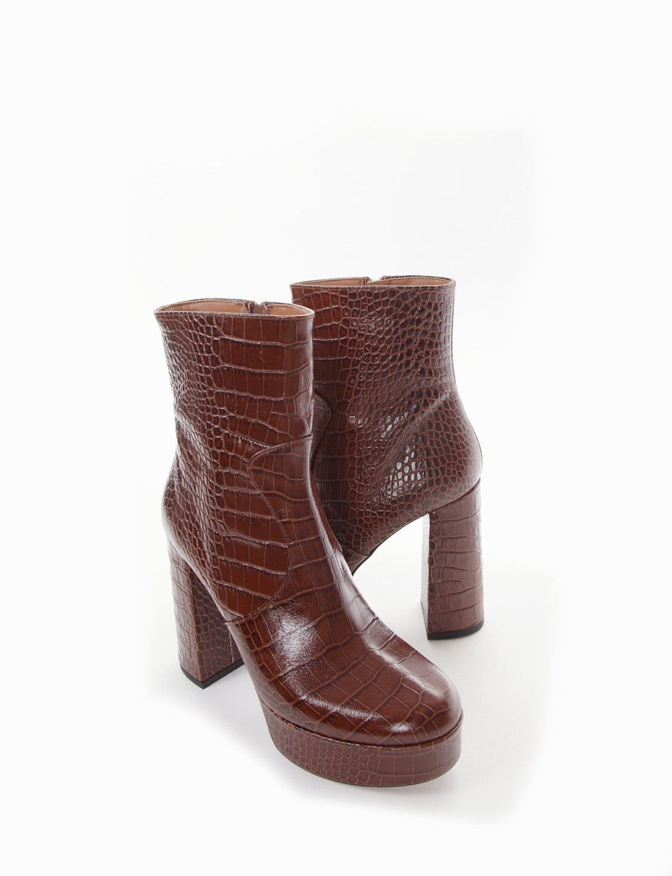 High heel ankle boots heel 12 cm dark brown coconut
