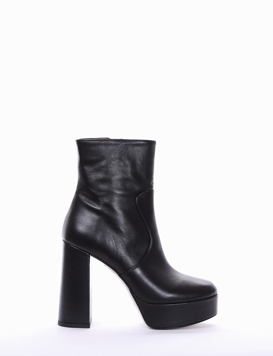 High heel ankle boots heel 11 cm black leather