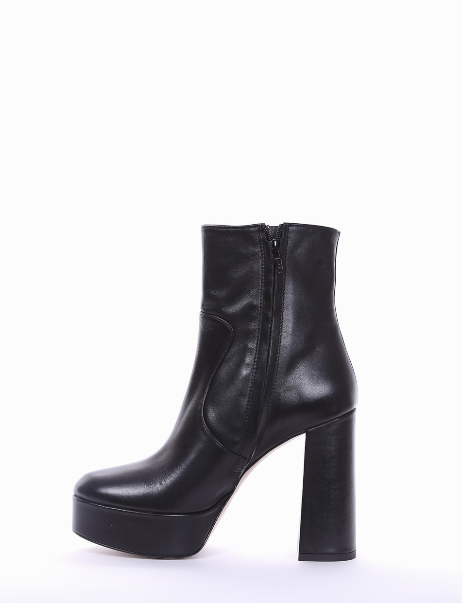 High heel ankle boots heel 11 cm black leather