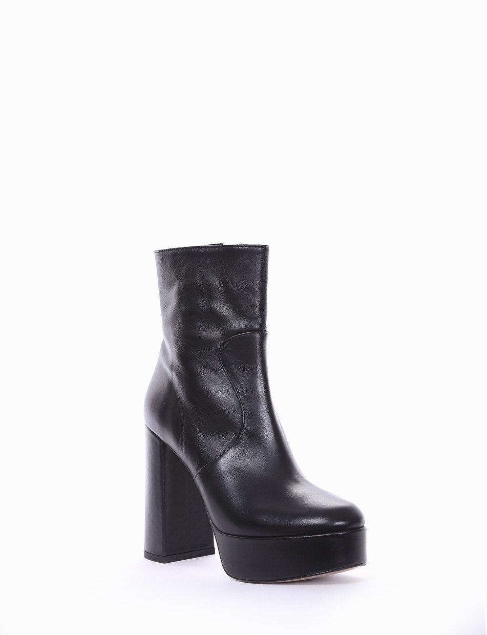 High heel ankle boots heel 11 cm black leather