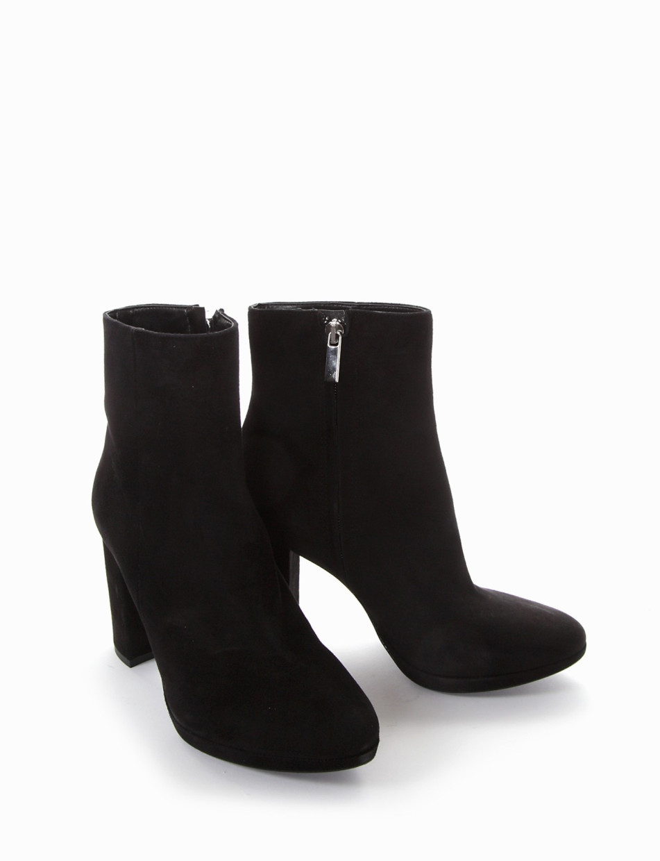 High heel ankle boots heel 9 cm black chamois