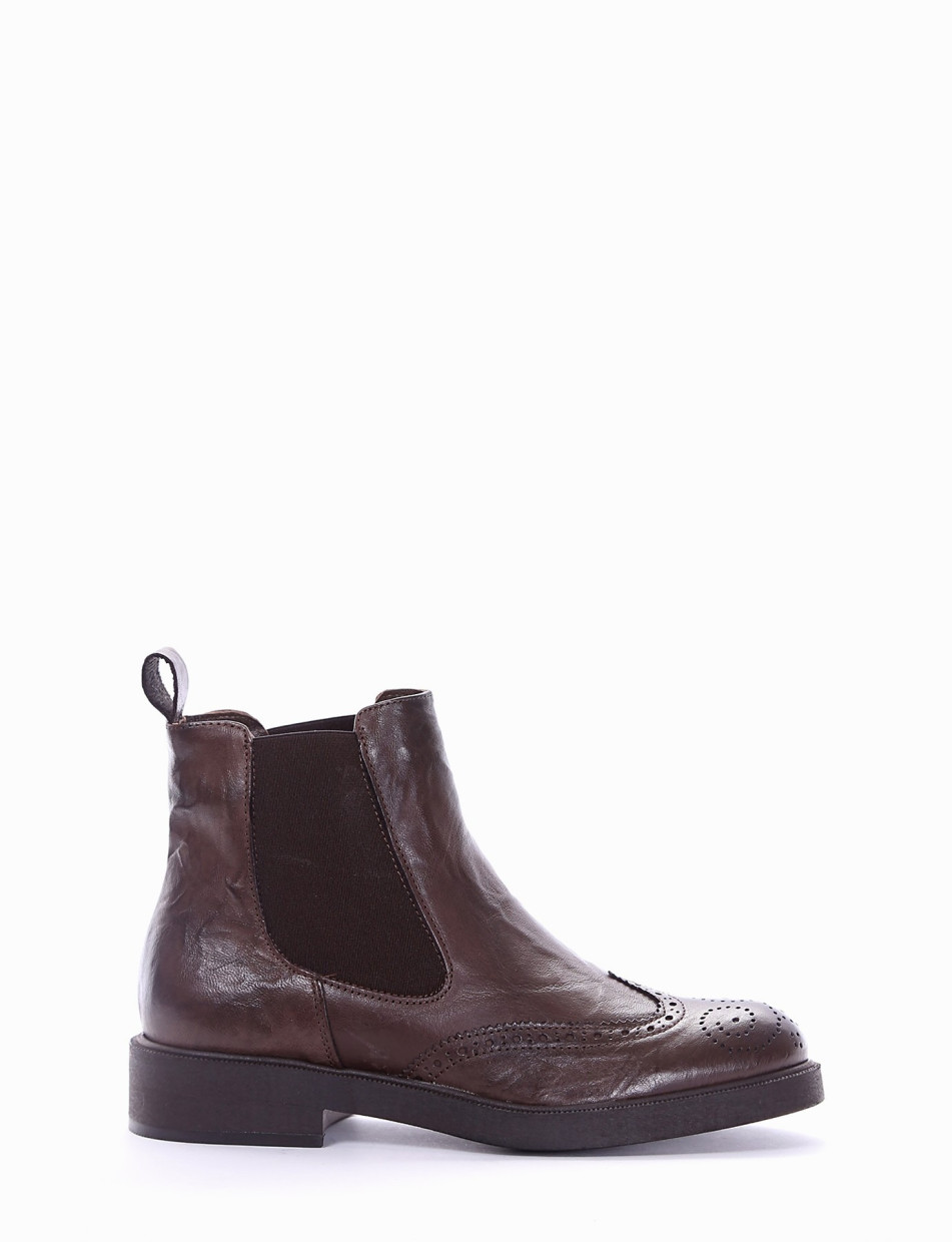 Low heel ankle boots heel 2 cm dark brown leather