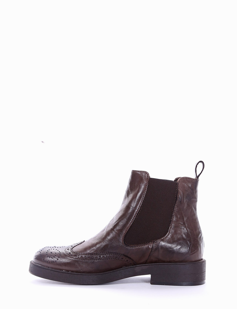 Low heel ankle boots heel 2 cm dark brown leather