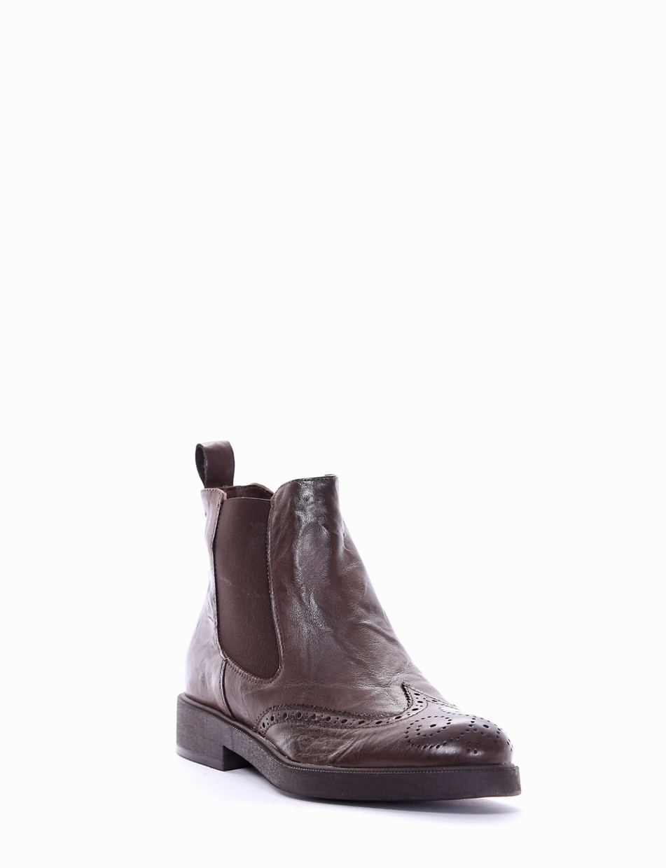 Low heel ankle boots heel 2 cm dark brown leather