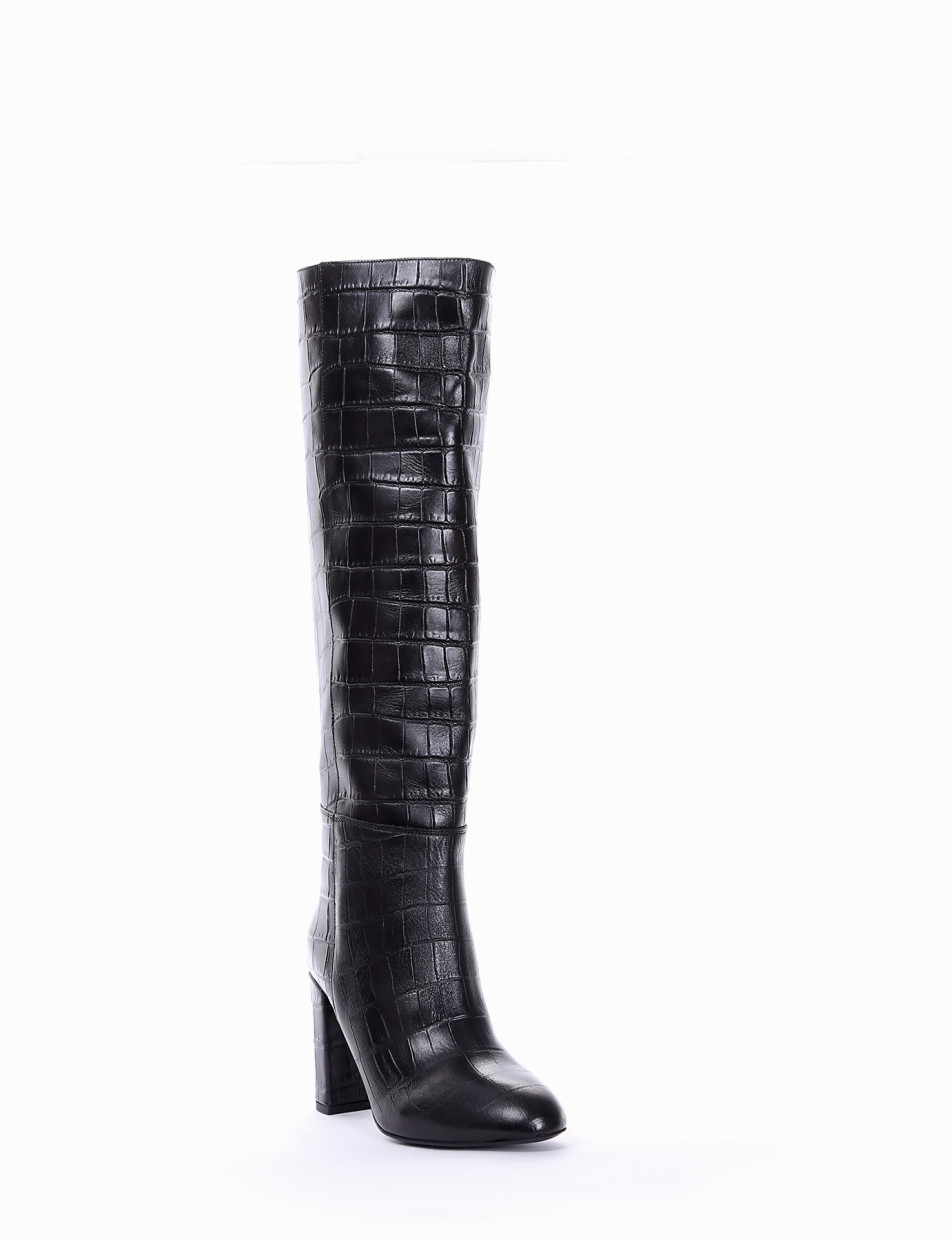 High heel boots heel 8 cm black coconut