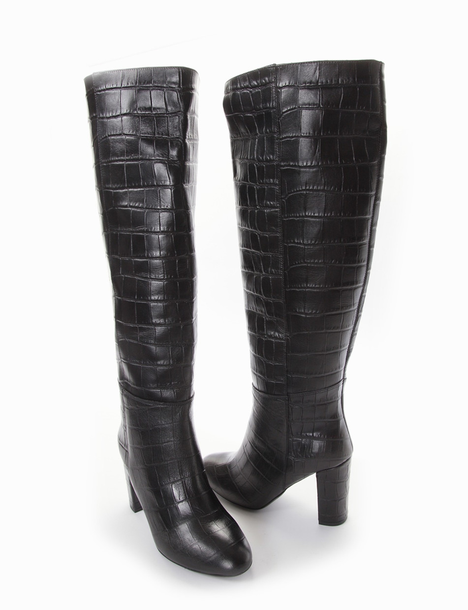 High heel boots heel 8 cm black coconut