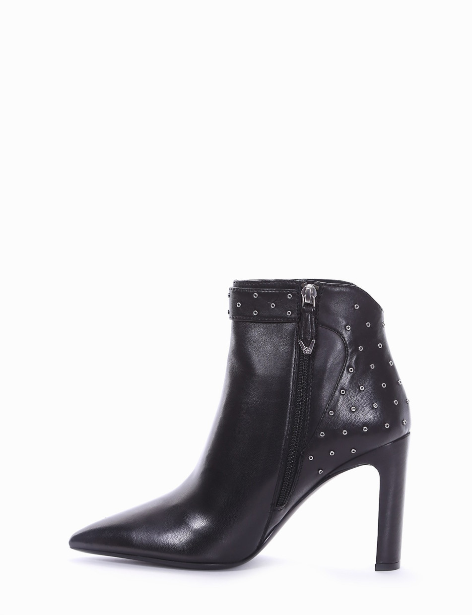 High heel ankle boots heel 10 cm black leather