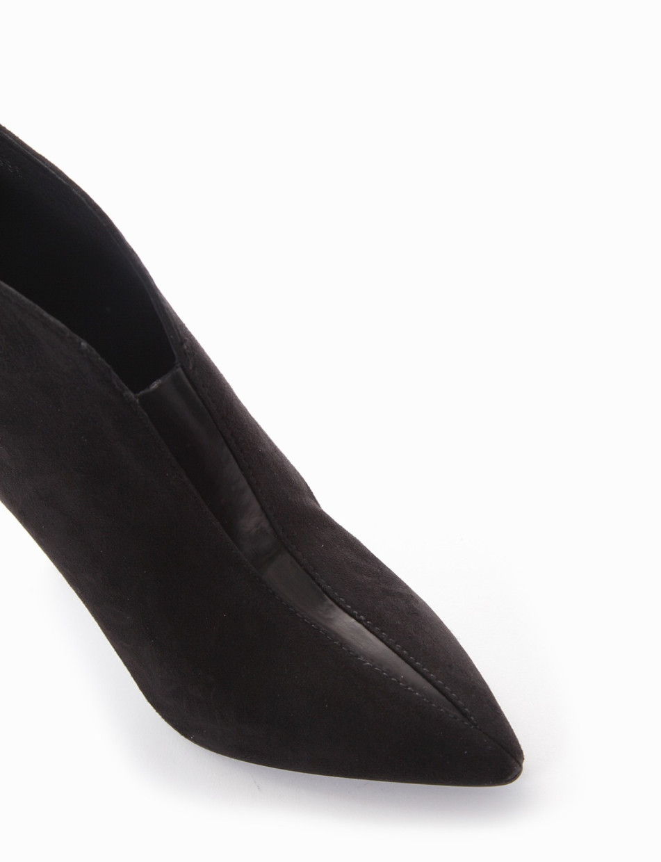High heel ankle boots heel 9 cm black chamois