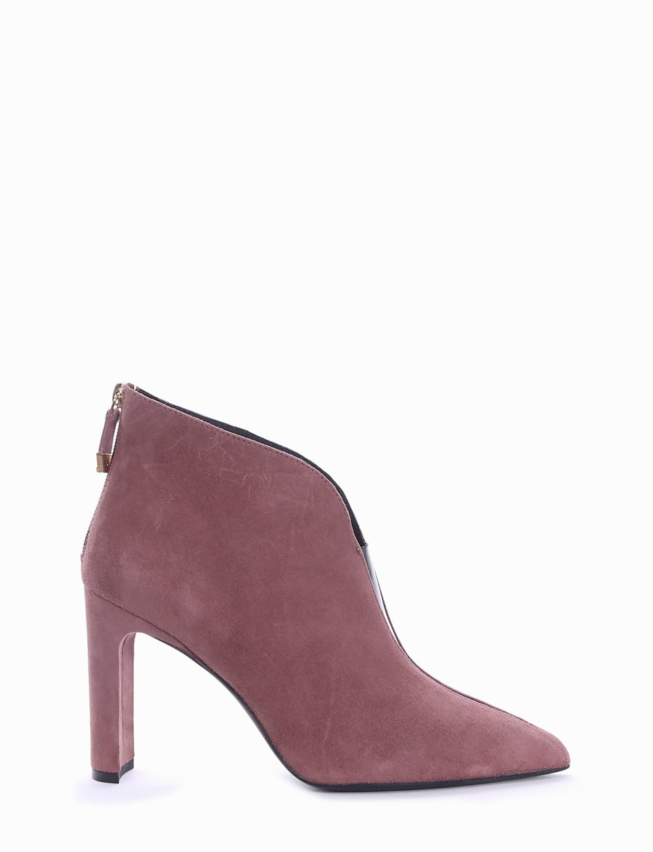 High heel ankle boots heel 9 cm pink chamois