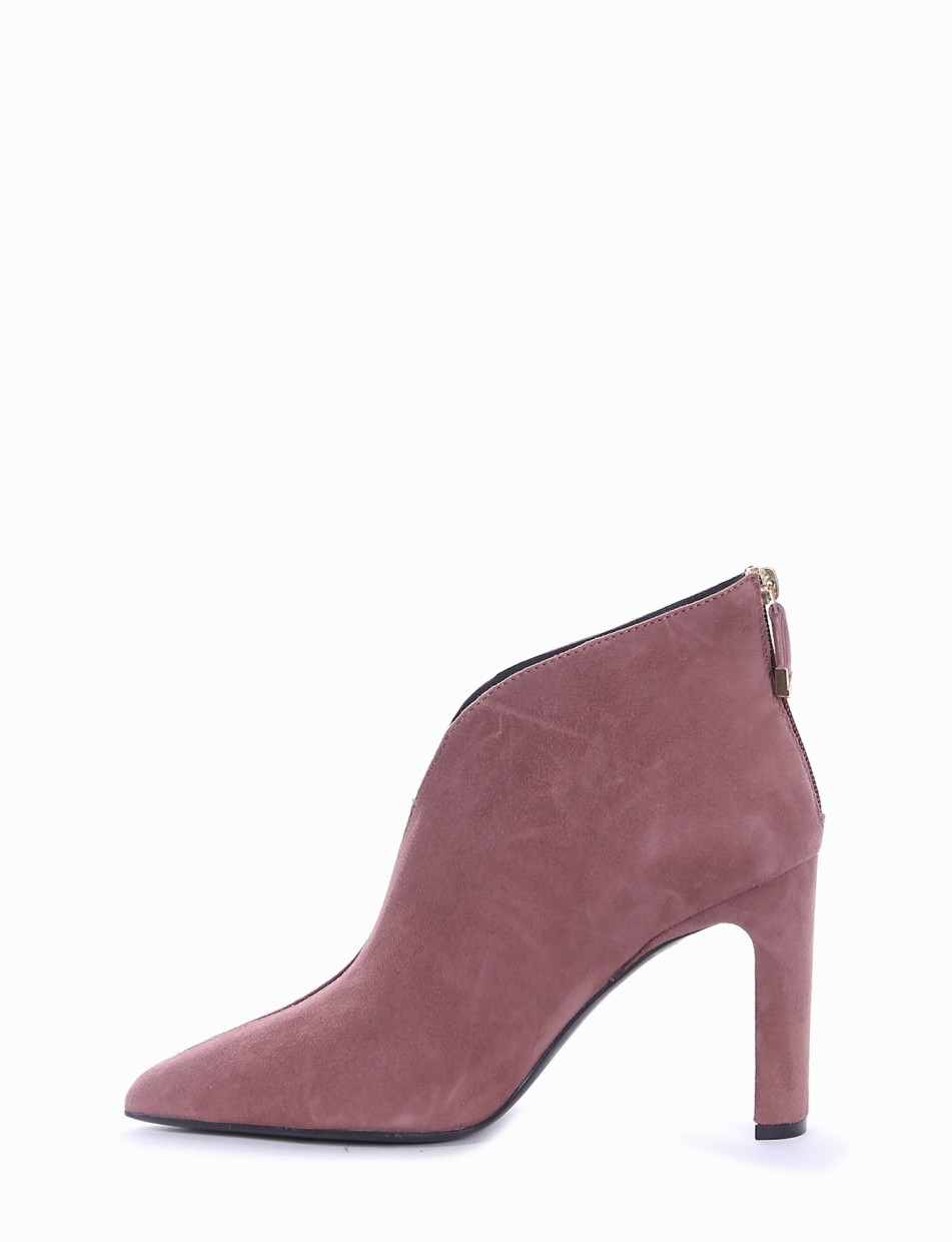 High heel ankle boots heel 9 cm pink chamois