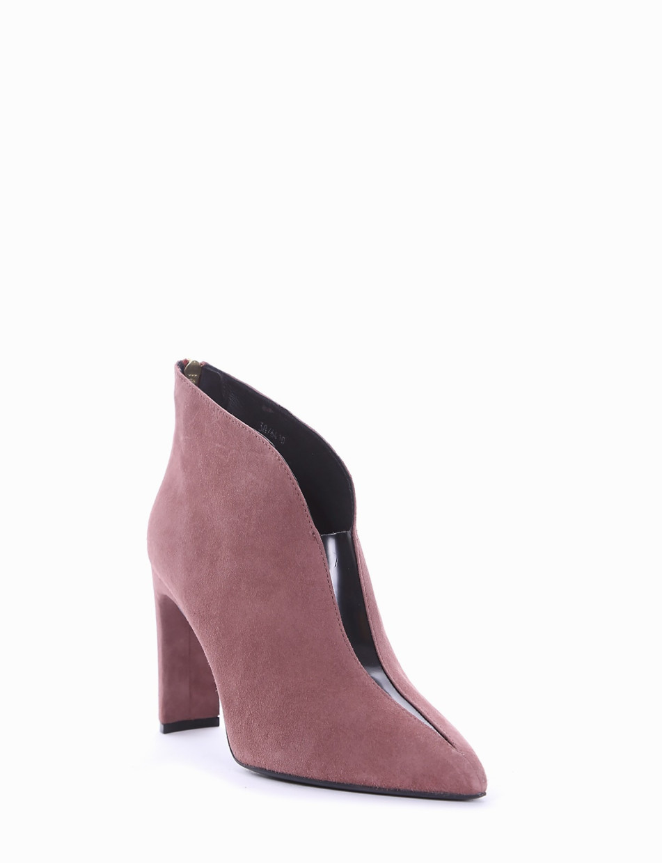 High heel ankle boots heel 9 cm pink chamois