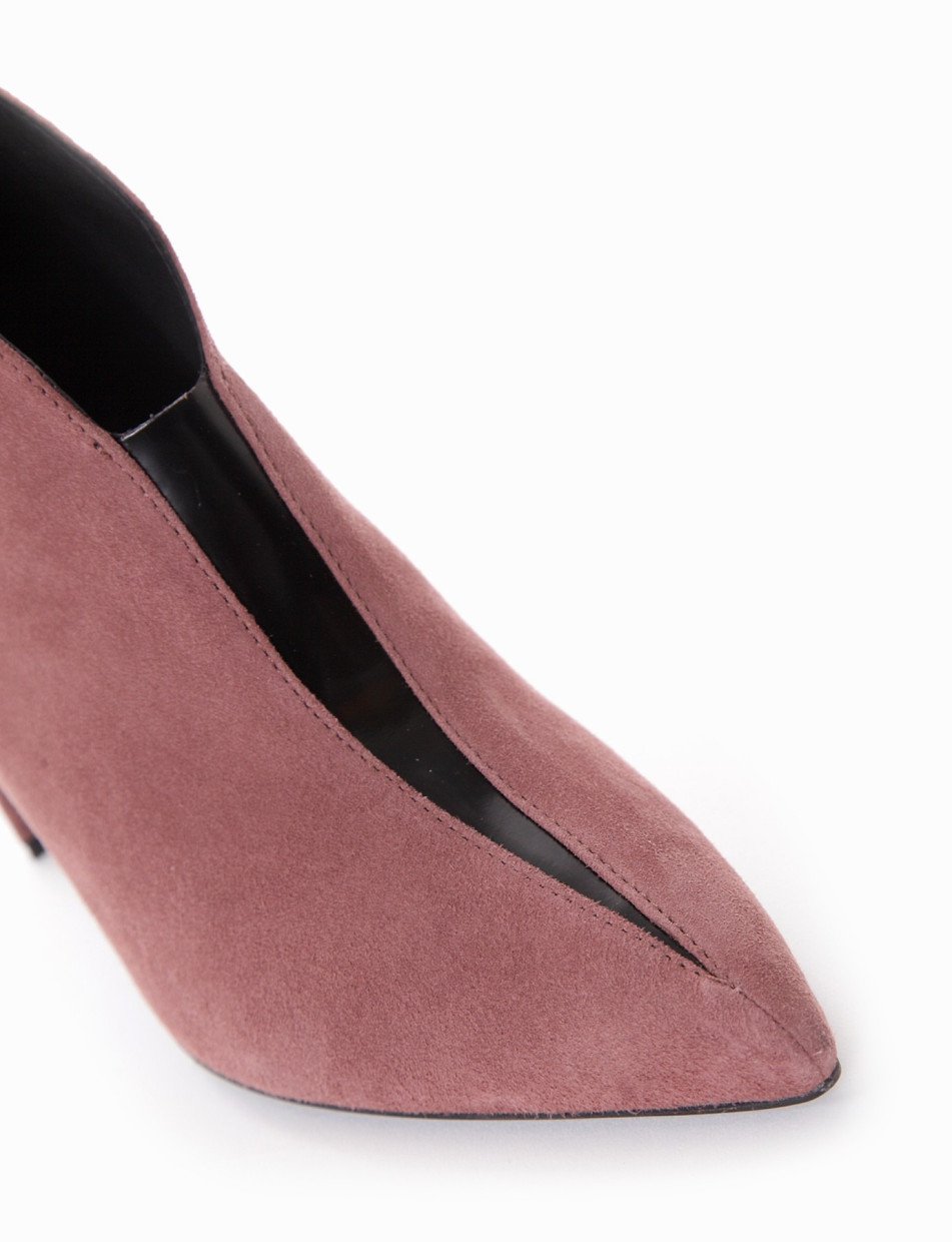 High heel ankle boots heel 9 cm pink chamois