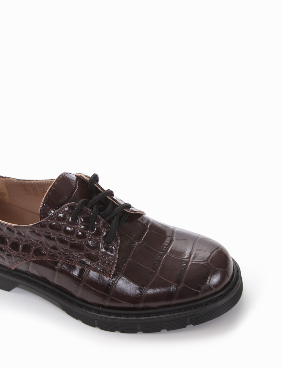 Lace-up shoes heel 2 cm dark brown coconut