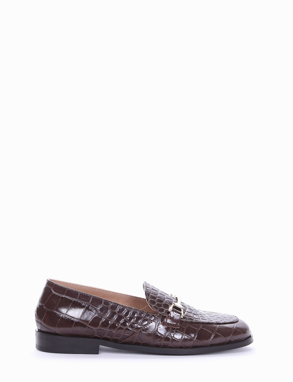 Loafers heel 1 cm dark brown coconut