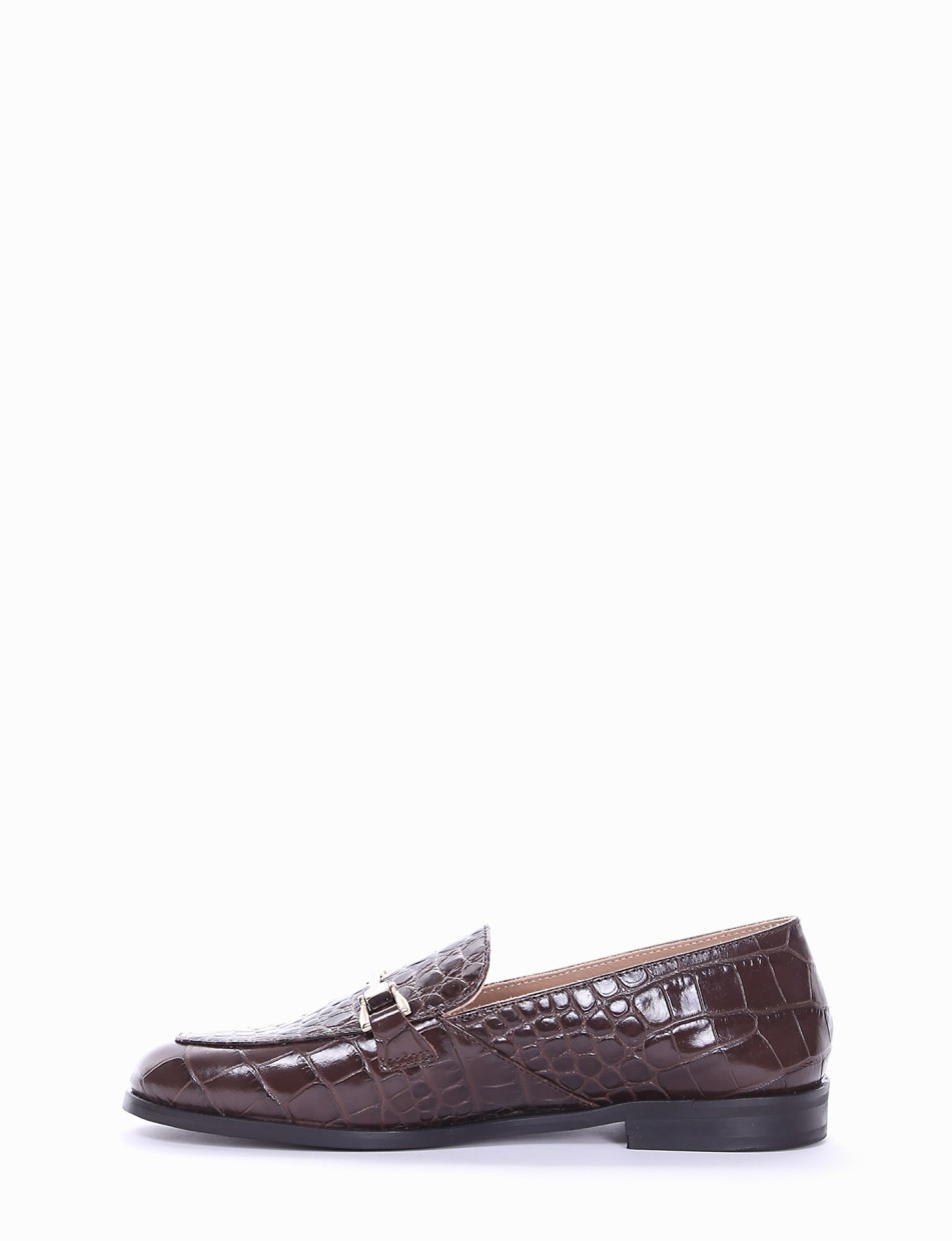 Loafers heel 1 cm dark brown coconut