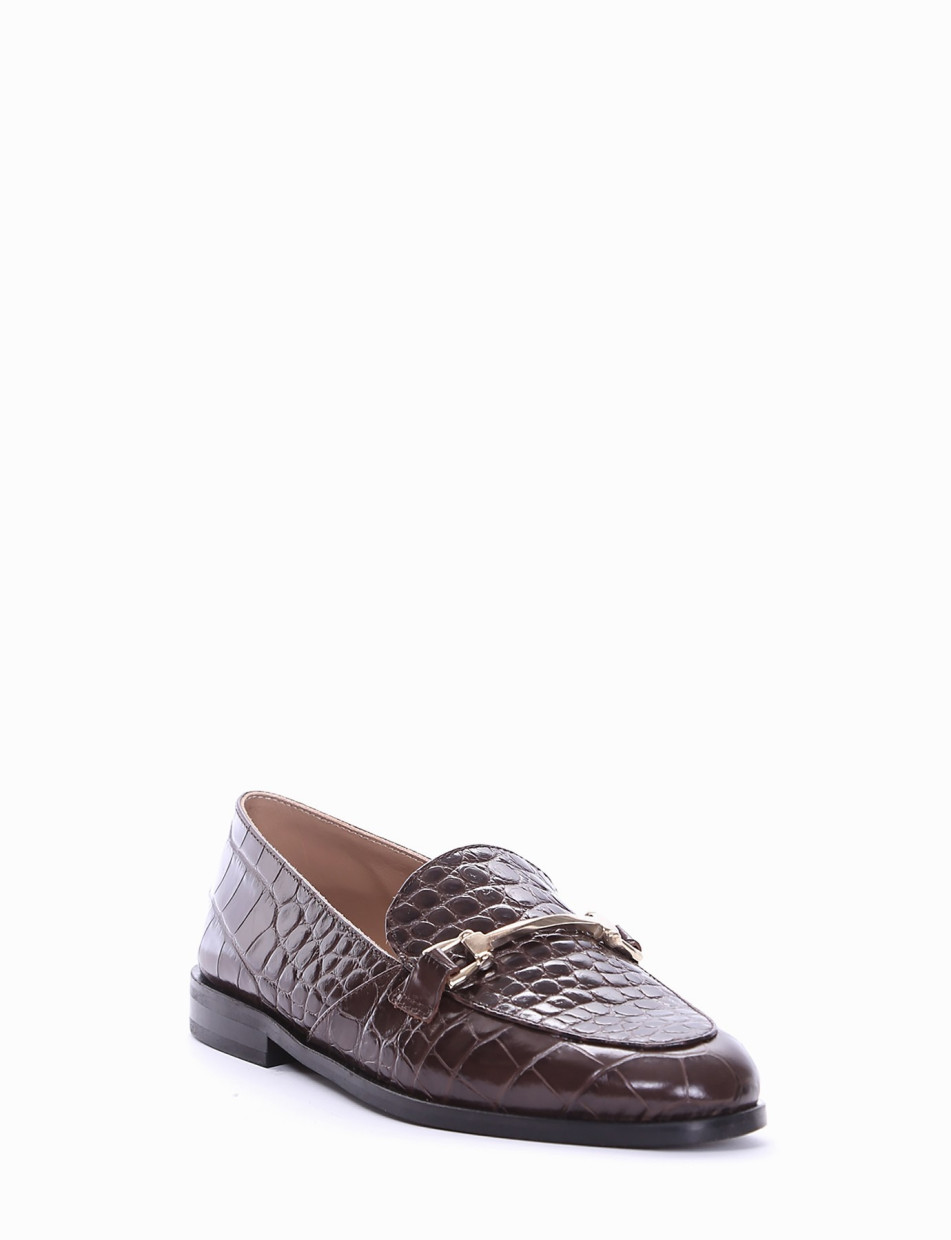 Loafers heel 1 cm dark brown coconut