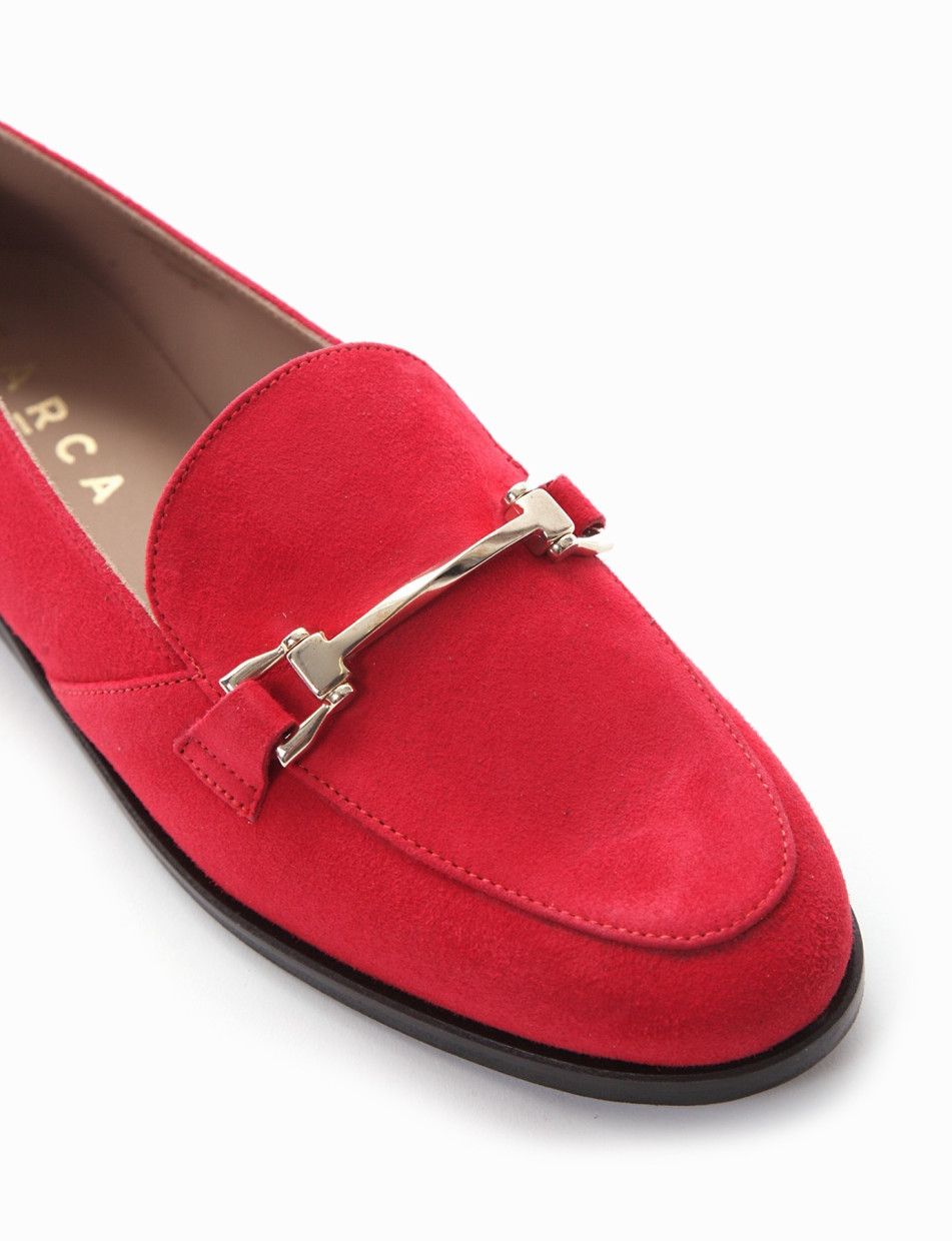 Loafers heel 1 cm red chamois