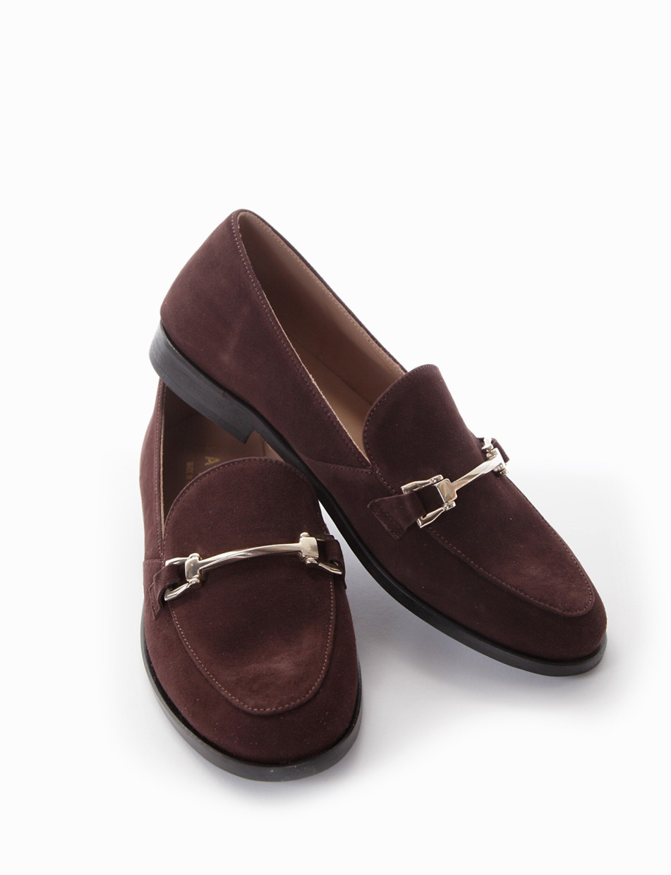 Loafers heel 1 cm dark brown chamois