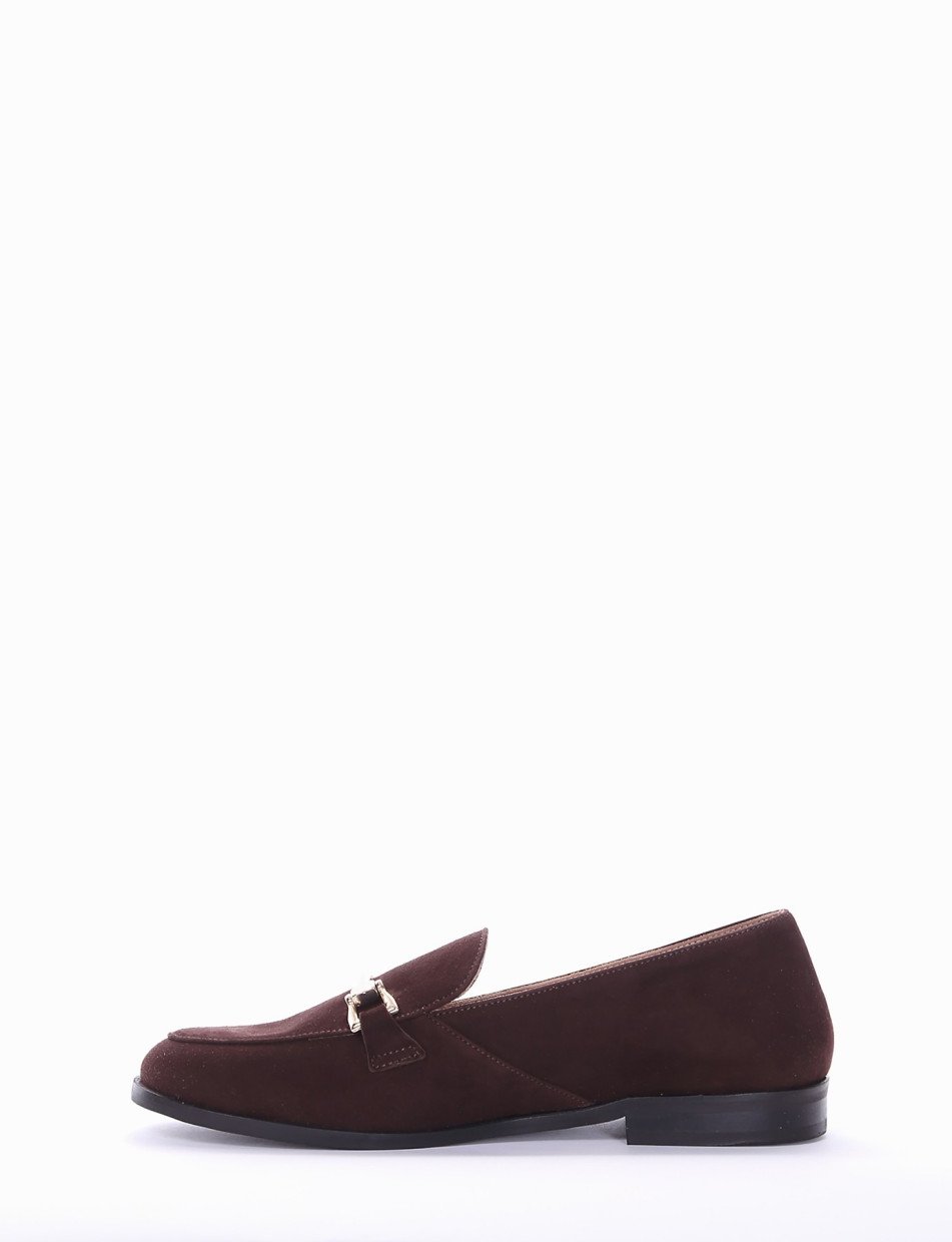 Loafers heel 1 cm dark brown chamois