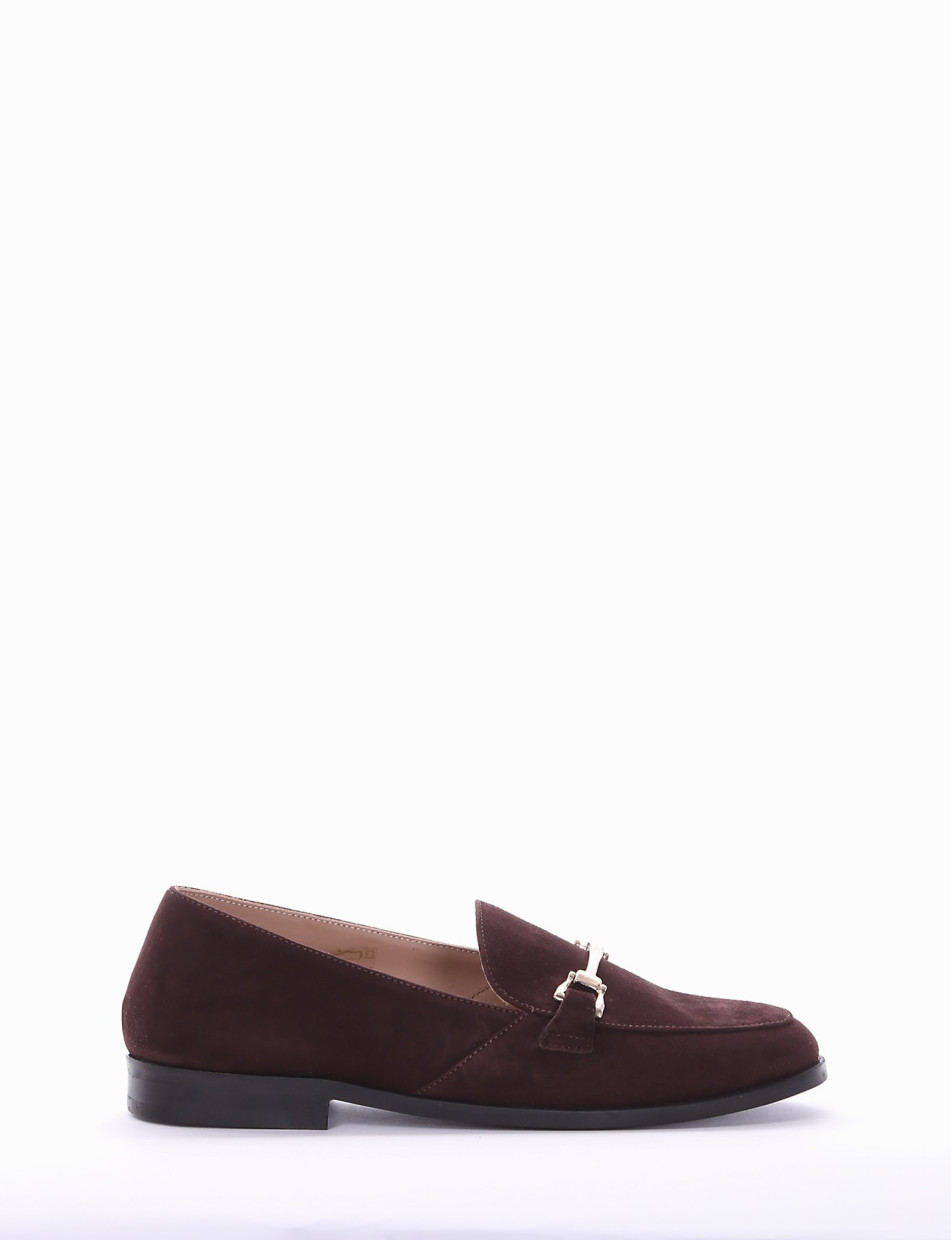 Loafers heel 1 cm dark brown chamois