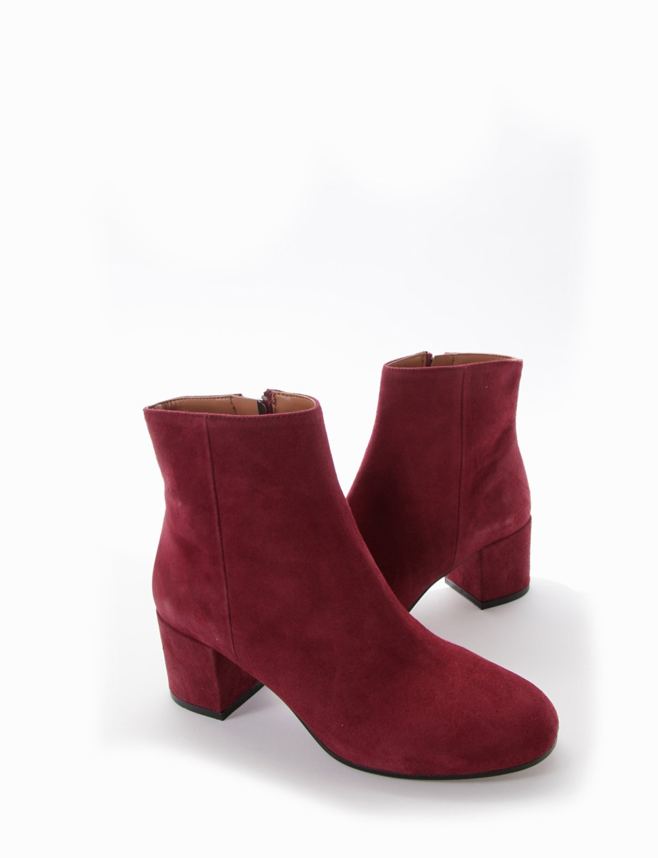High heel ankle boots heel 5 cm bordeaux chamois