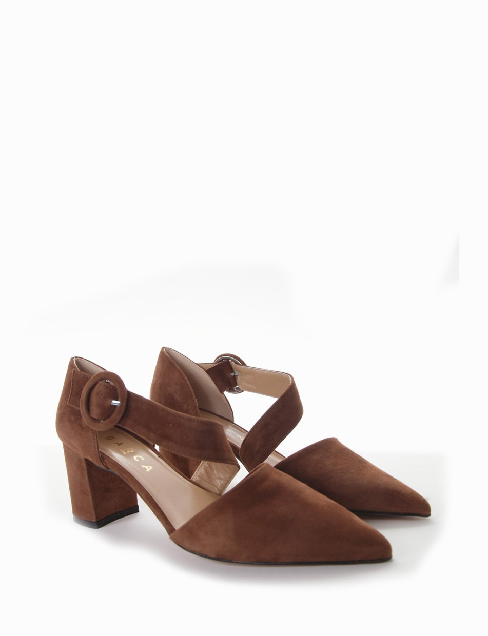 Décolleté heel 6 cm brown chamois