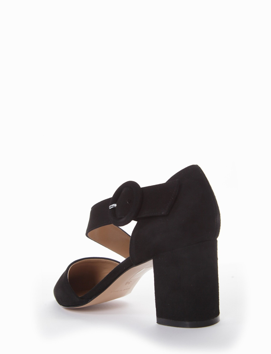 Décolleté heel 6 cm black chamois