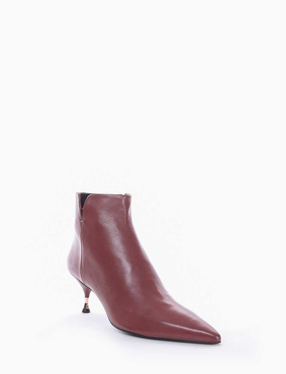 High heel ankle boots heel 6 cm pink leather