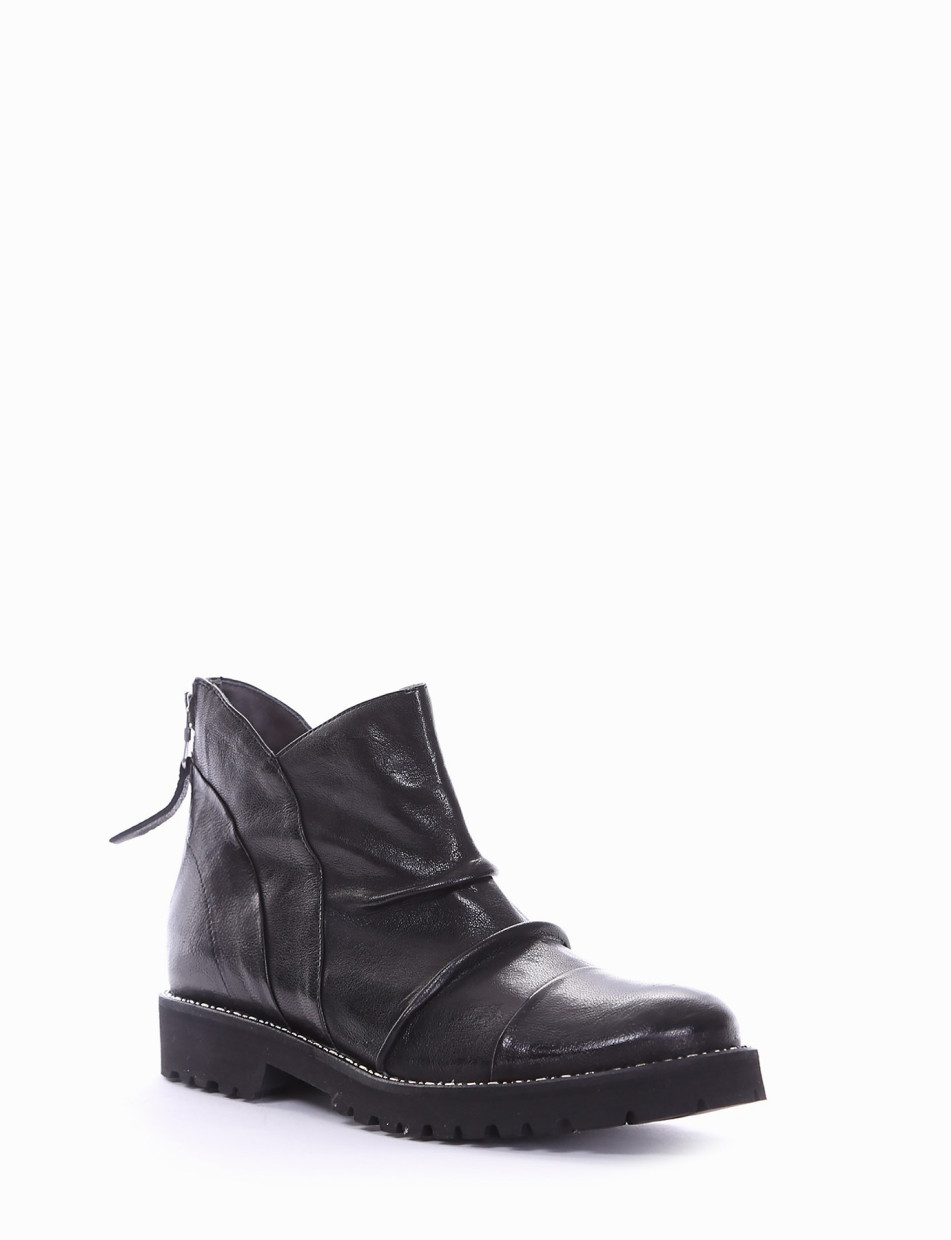 Low heel ankle boots heel 2 cm black leather