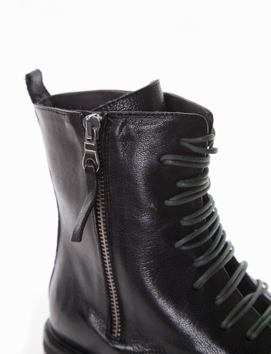 Combat boots heel 2 cm black leather