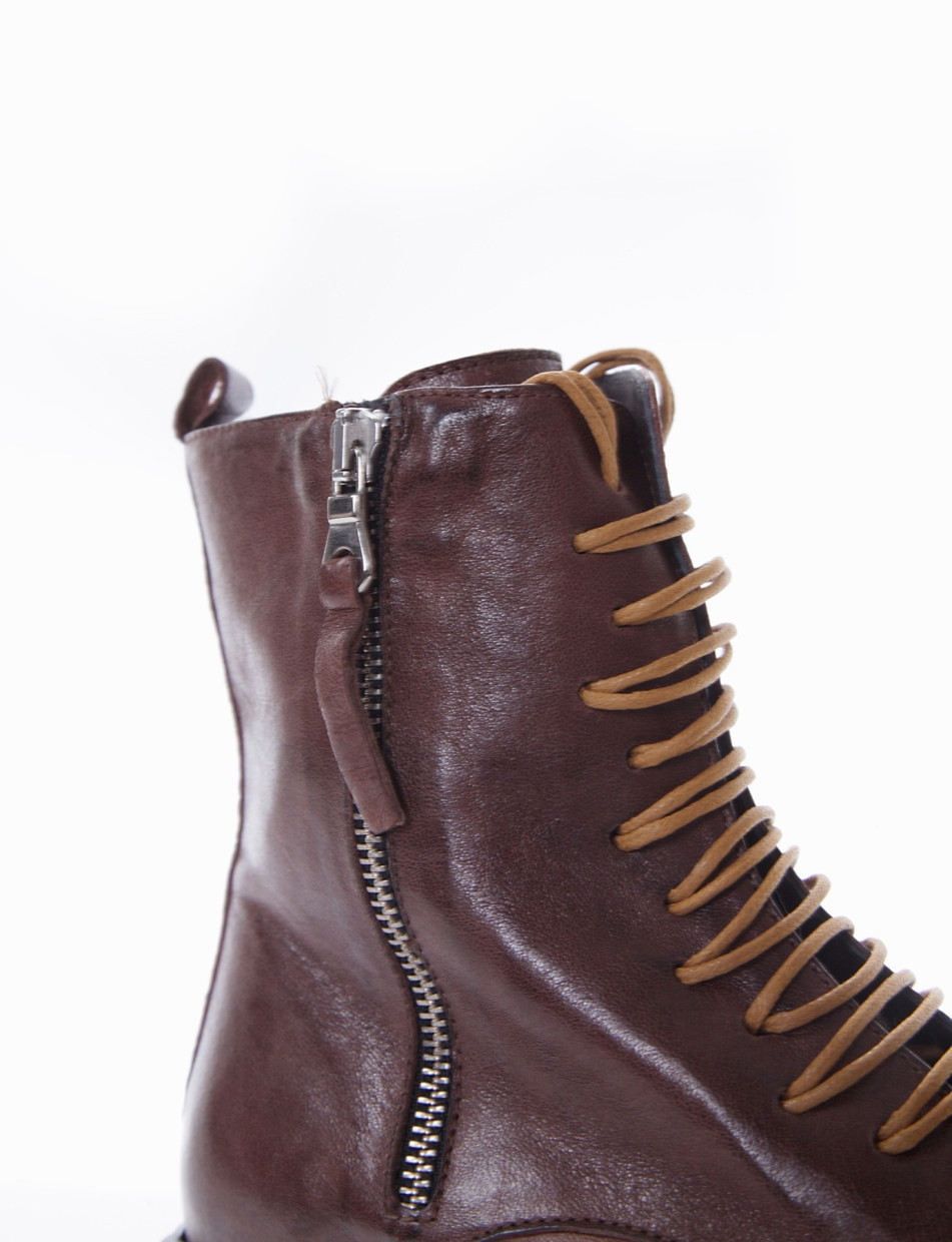 Combat boots heel 2 cm dark brown leather