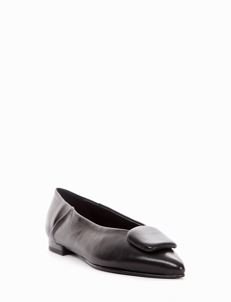 Flat shoes heel 1 cm black leather