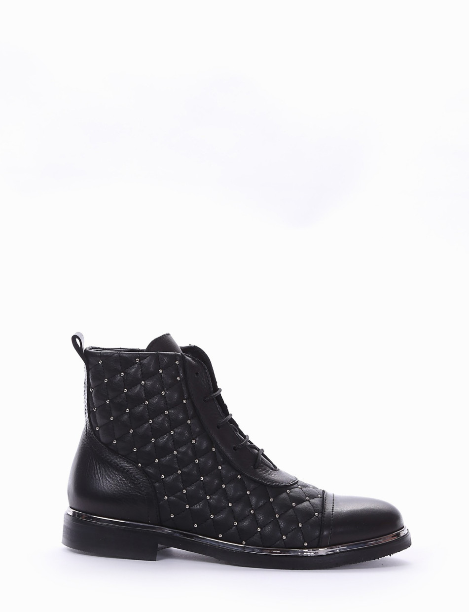 Combat boots heel 2 cm black leather