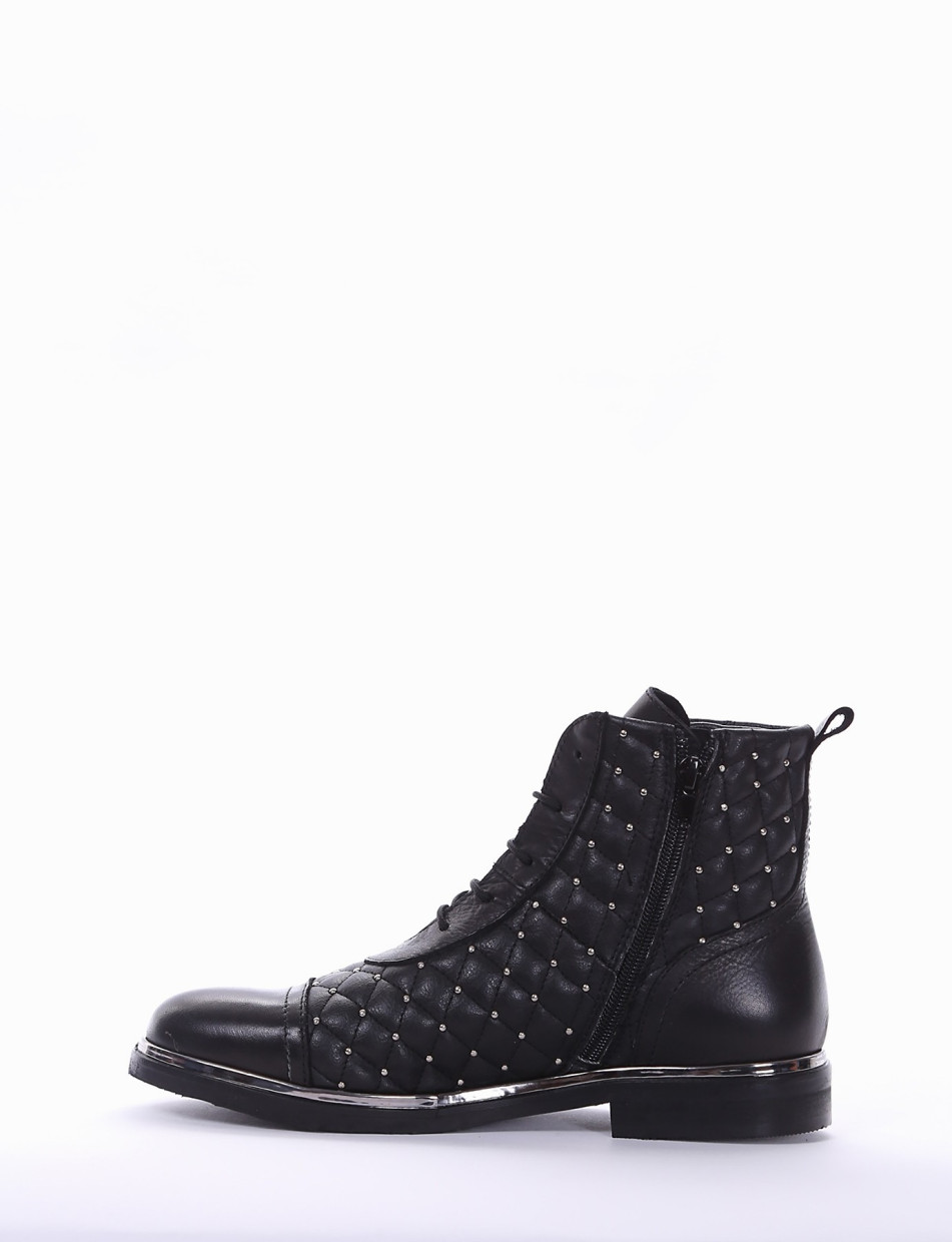 Combat boots heel 2 cm black leather