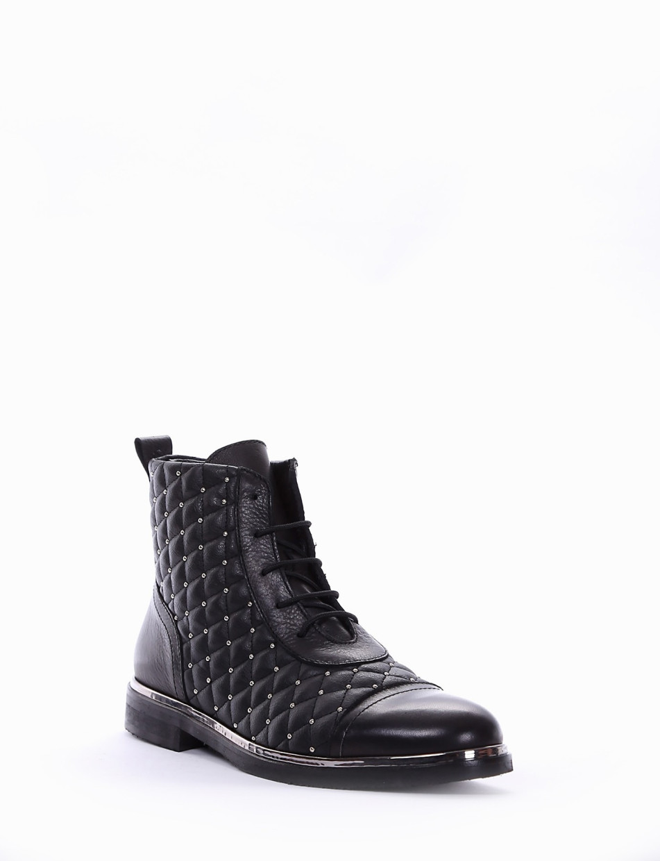 Combat boots heel 2 cm black leather