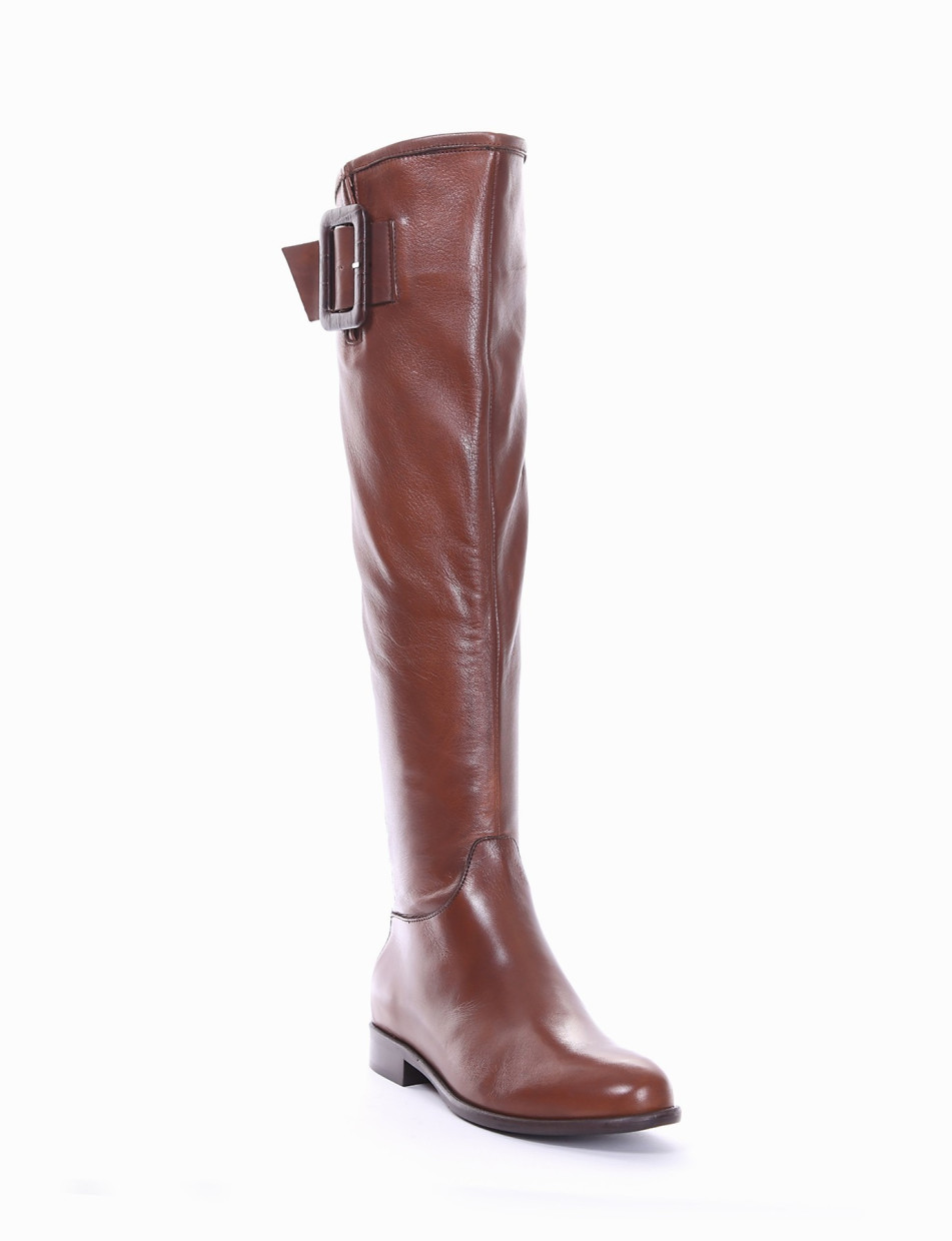 Low heel boots heel 2 cm brown leather