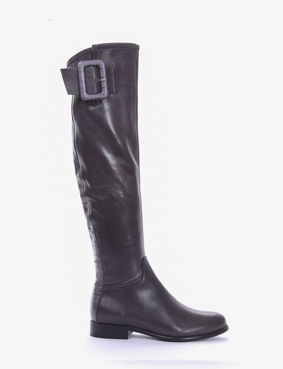 Low heel boots heel 2 cm grey leather