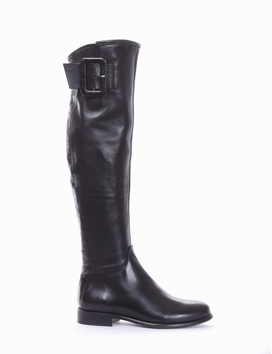 Low heel boots heel 2 cm black leather