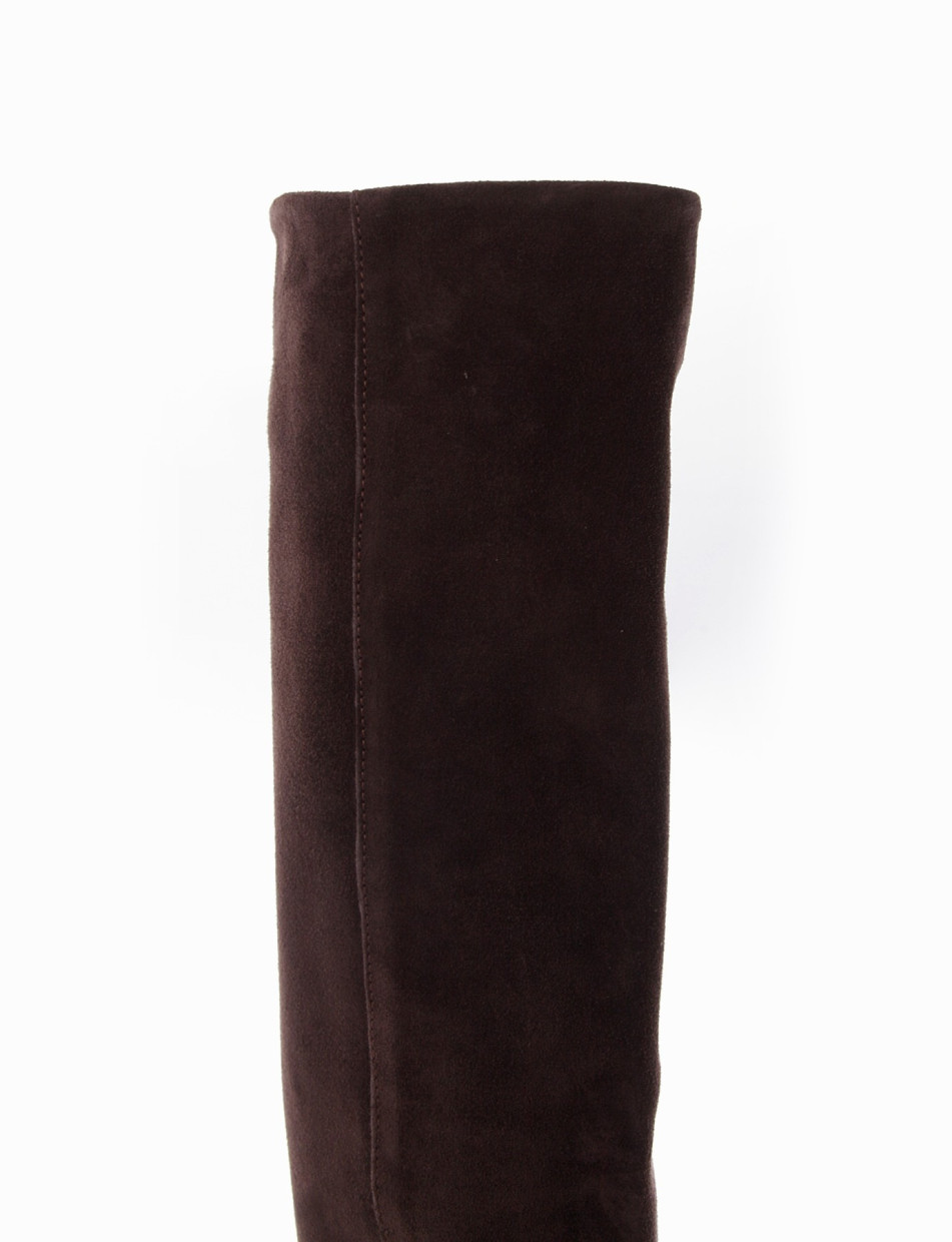 Low heel boots heel 2 cm dark brown chamois