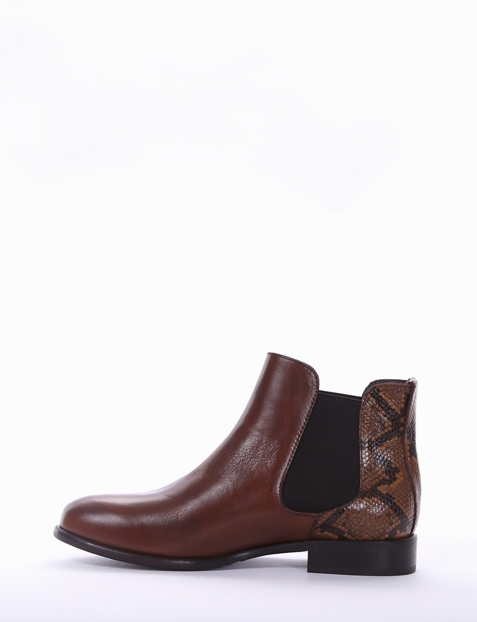 Low heel ankle boots heel 2 cm brown leather