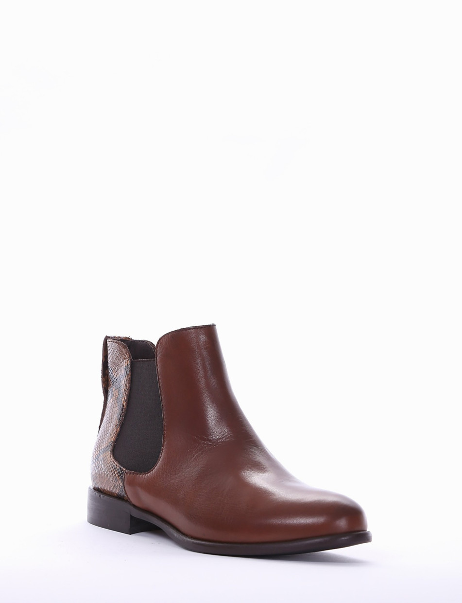 Low heel ankle boots heel 2 cm brown leather