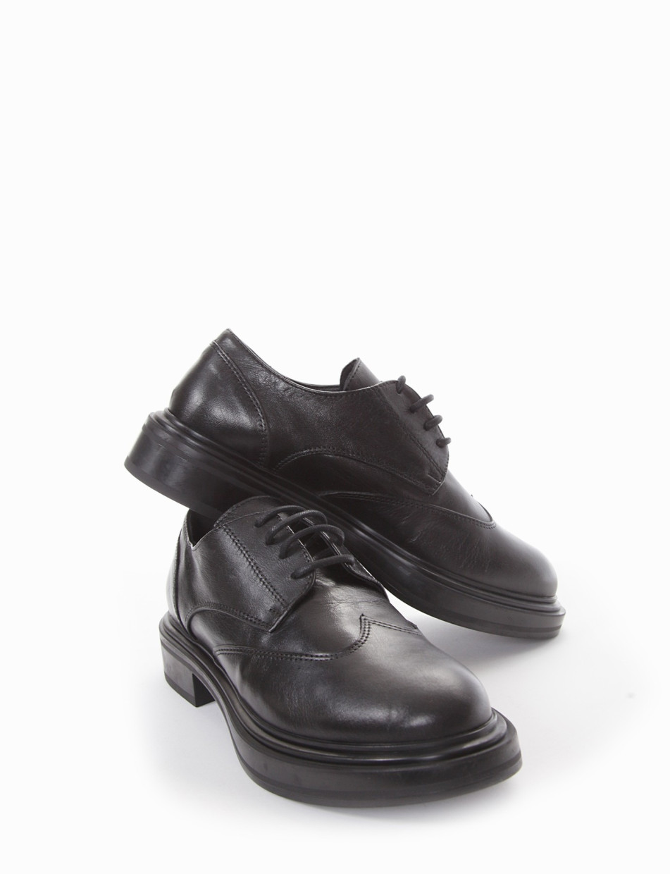 Lace-up shoes heel 3 cm black leather