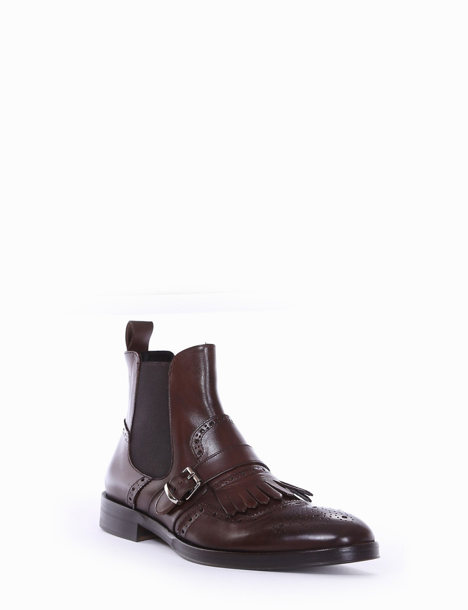 Ankle boots heel 2 cm dark brown leather