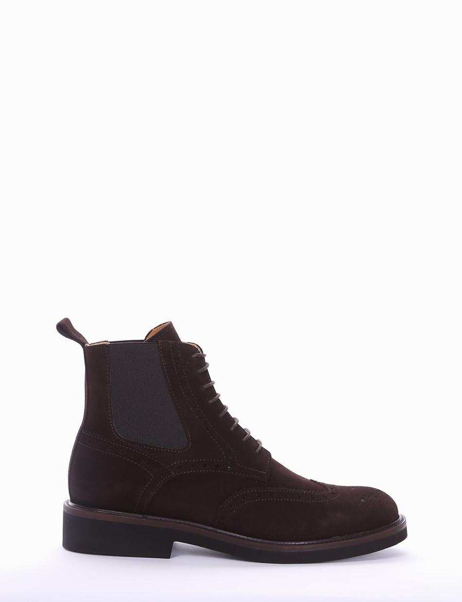 Ankle boots heel 2 cm dark brown chamois