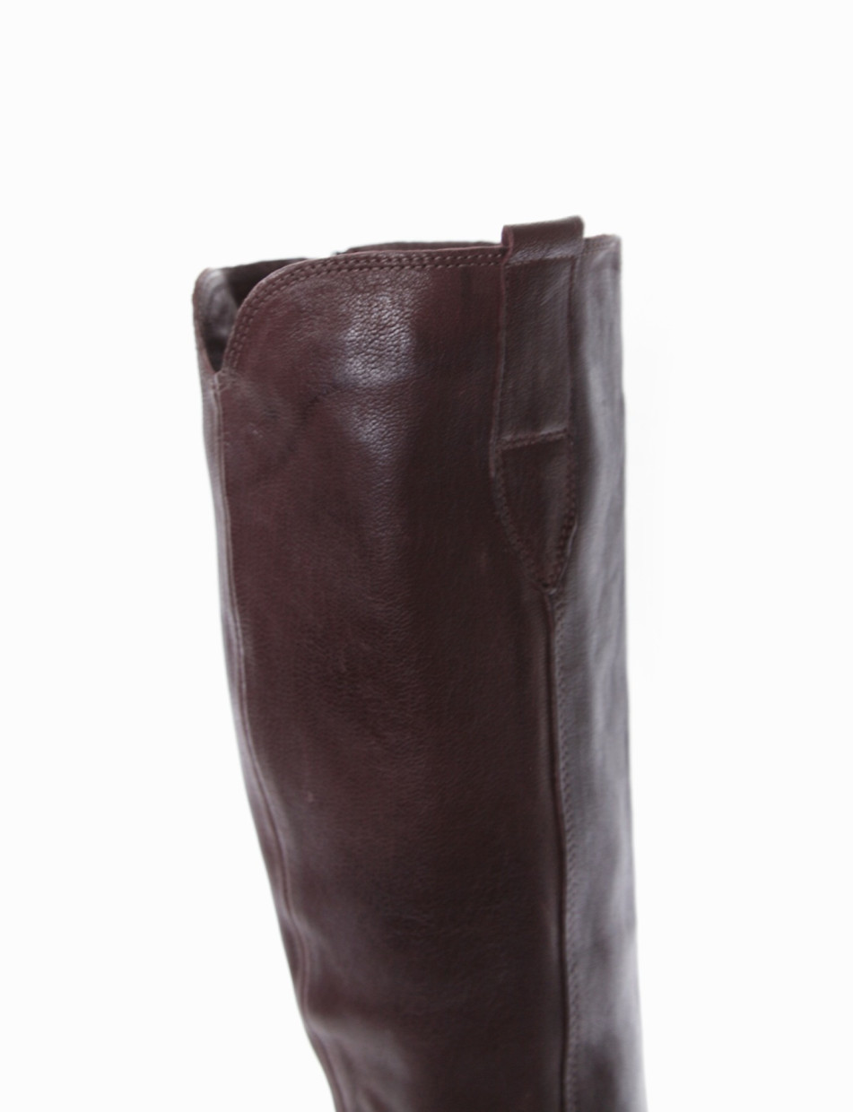 Low heel boots heel 3 cm dark brown leather