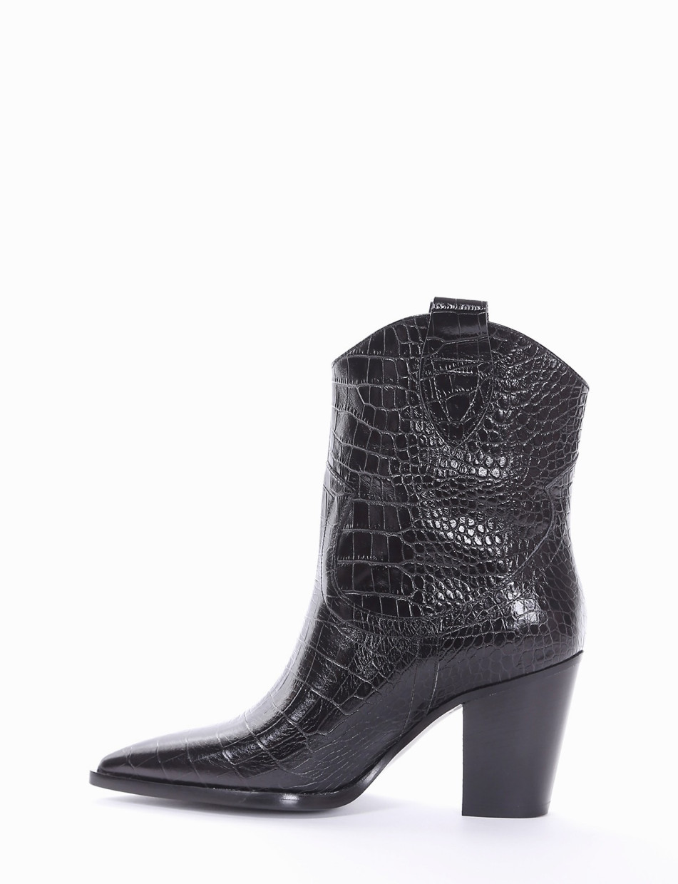 High heel ankle boots heel 8 cm black coconut