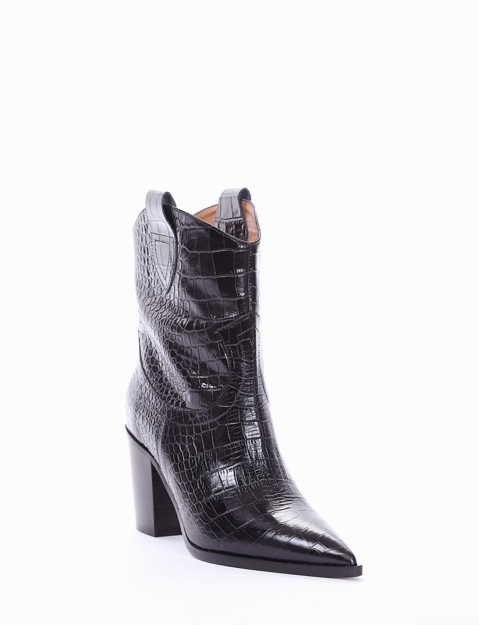 High heel ankle boots heel 8 cm black coconut