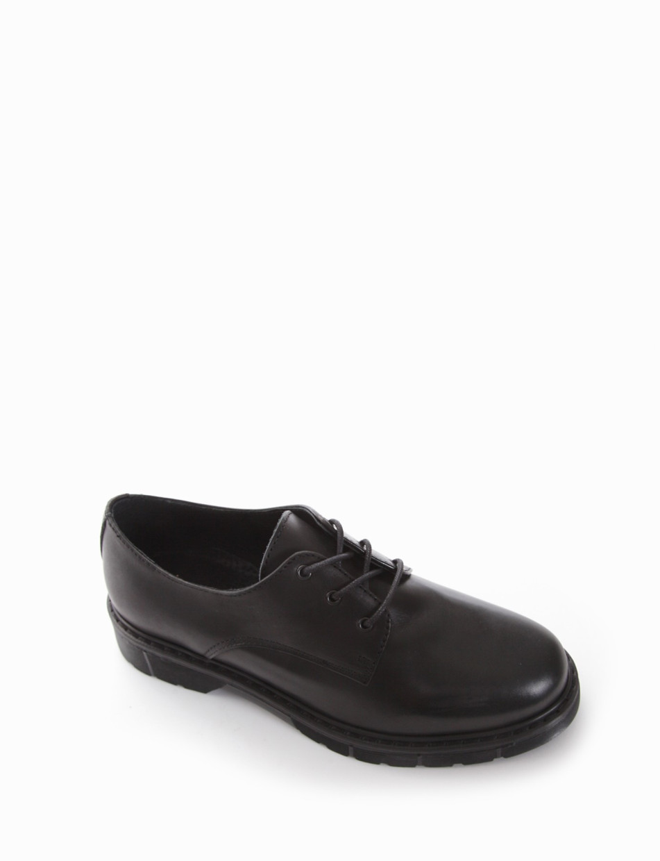 Lace-up shoes heel 2 cm black leather